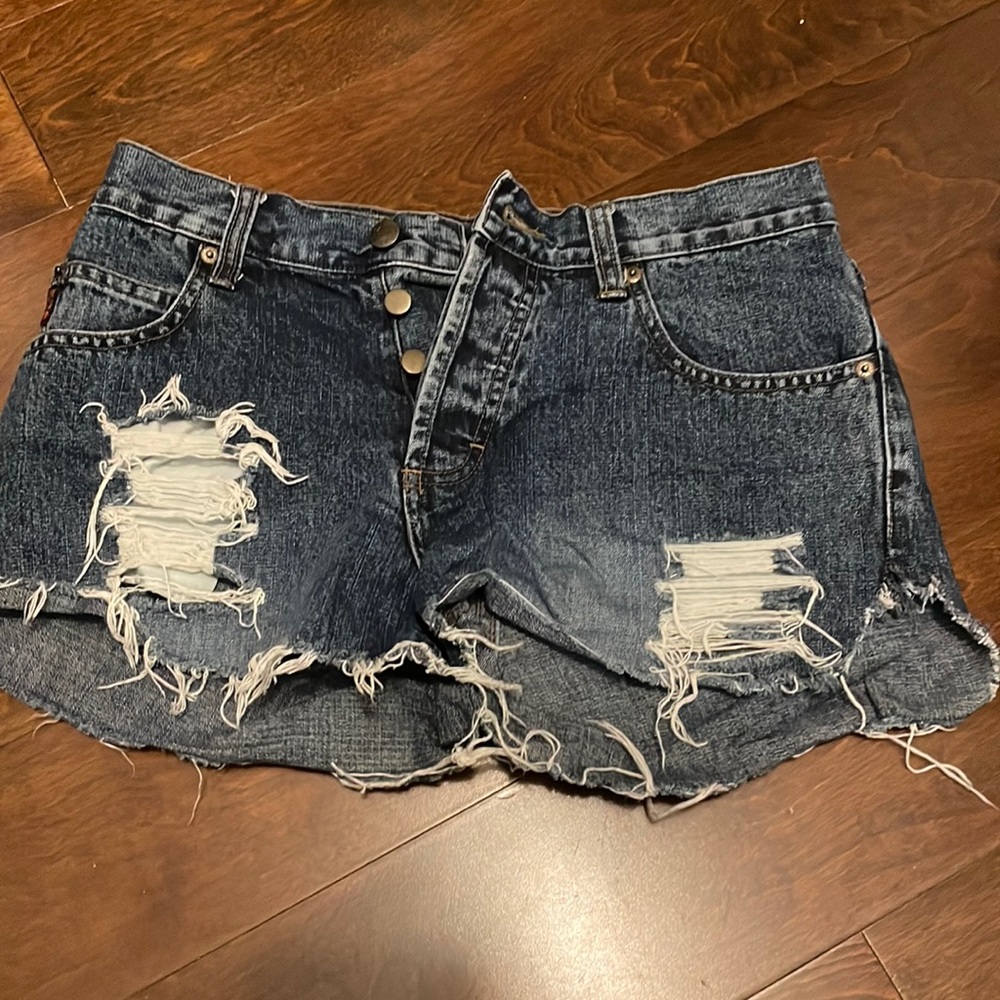 Ripped jean shorts